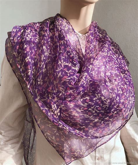 Фиолетовый Платок шелк шифон 100х100 см купить в интернет-магазине ...
