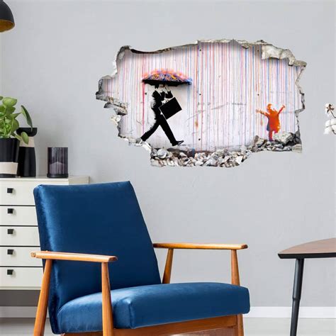 3D Wandtattoo Banksy Coloured Rain Wall Art De