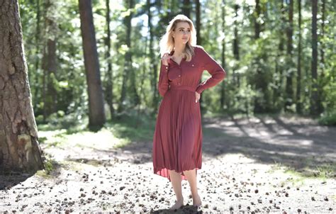 Wallpaper Forest Trees Nature Model Countryside Gorgeous Posing Hot Babe For Mobile And