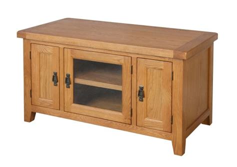 Country Oak Tv Unit With Glass Front