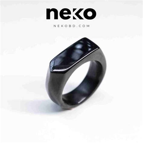 Smooth Polished Black Titanium Ring Neko