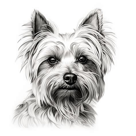 Yorkie Fine Line Dog Pet Portrait, Printable Animal Clip Art for