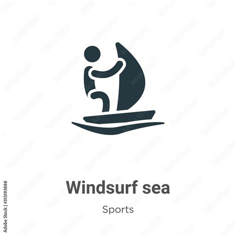 Windsurf Sea Glyph Icon Vector On White Background Flat Vector