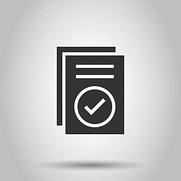 Flat Style Approved Document Icon On White Background With Check Mark