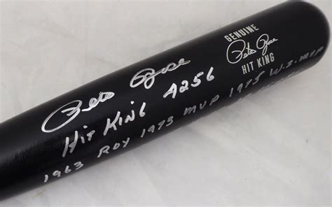 Pete Rose Autographed Signed Black Genuine Bat Cincinnati Reds Stat Bat