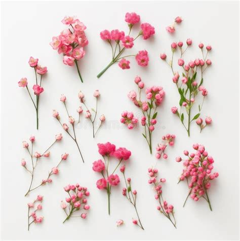 Collection Of Beautiful Pink Wax Flower Twigs Stock Illustration