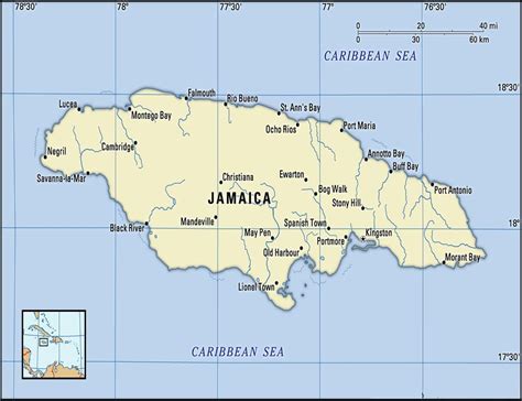 Printable Jamaica Map Showing Counties Free Download And Print For You