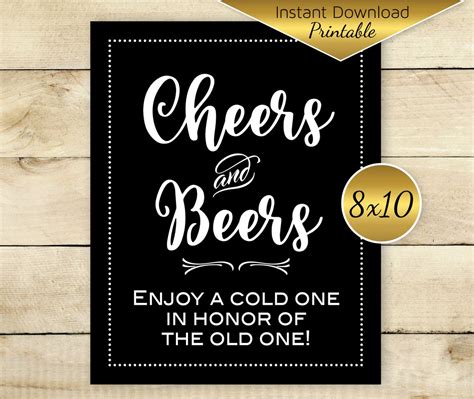 Cheers And Beers Enjoy Cold One For Old One X Printable Etsy