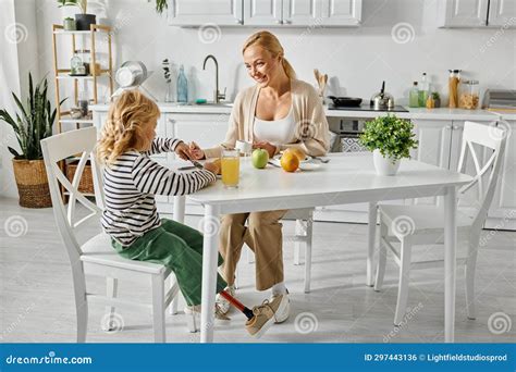 Happy Blonde Mother Looking At Her Stock Photo Image Of Equipment Health 297443136