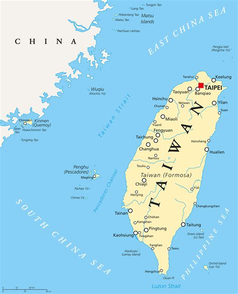 Taiwan Map - Guide of the World