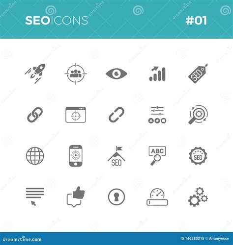 Seo Icons Set 01 Stock Illustration Illustration Of Gear 146283215