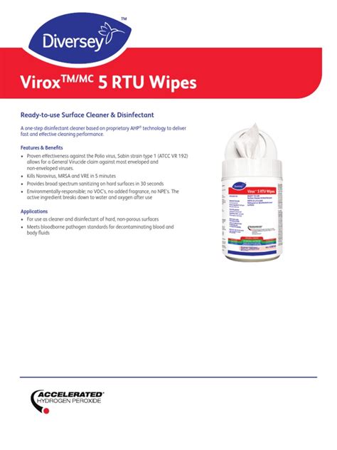 Virox 5 Rtu Wipes Tm Mc Pdf Disinfectant Safety