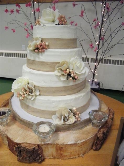 Rustic Themed Wedding Cake — Round Wedding Cakes Burlap Wedding