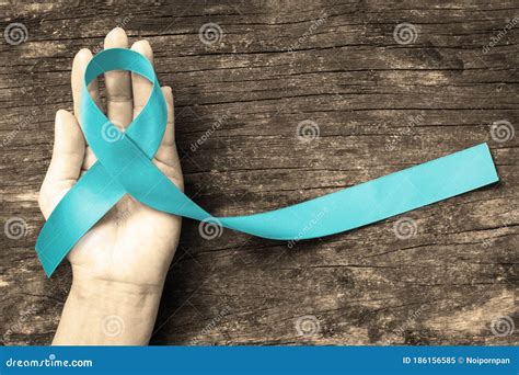 Teal Ribbon For Raising Awareness On Cervical Cancer Stock Image