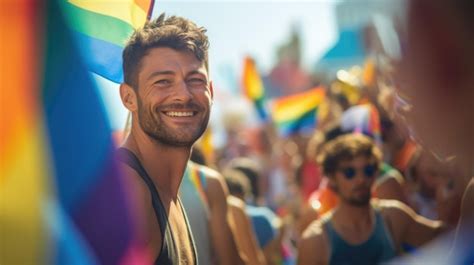 Premium Photo Boy Celebrating Gay Pride With Rainbow Flags