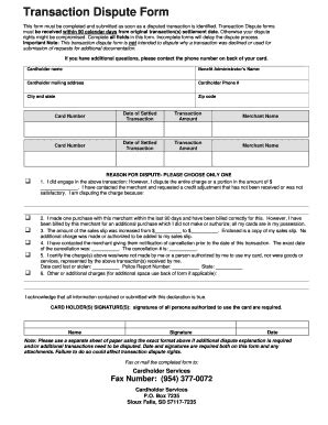 Fillable Online Transaction Dispute Forms Fax Email Print PdfFiller