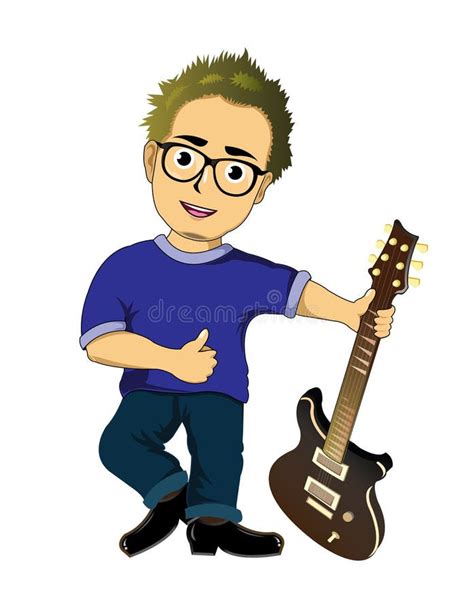 Cartoon guitarist stock vector. Illustration of male - 48192796