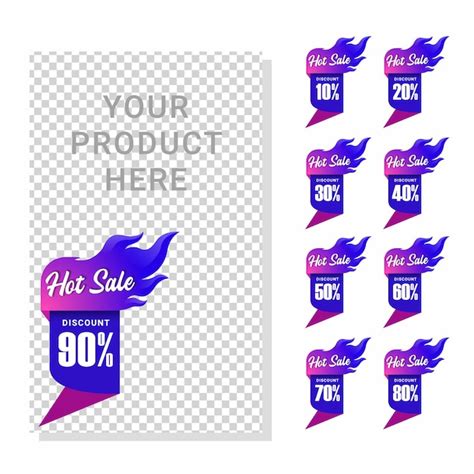 Premium Vector Set Of Discount Sticker Badge Hot Sale In Purple And Pink Color