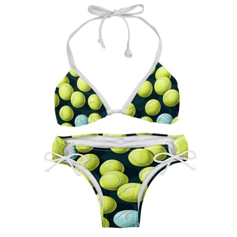 Tennis Chic One Piece Swimsuits Bikini Set Detachable Sponge Adjustable Strap Two Pack For