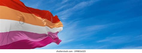 Lesbian Pride Flag Waving Wind Cloudy Stock Illustration Shutterstock