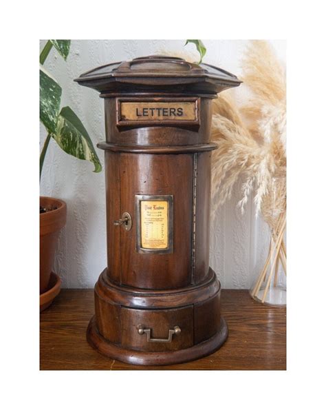 Miniature Mahogany Wood Post Box English Victorian Style Wooden