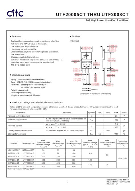 Utf Ct Datasheet A High Power Ultra Fast Rectifiers