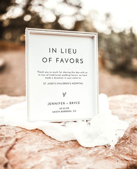 In Lieu Of Favors Sign Minimalist In Lieu Of Favors Sign Etsy