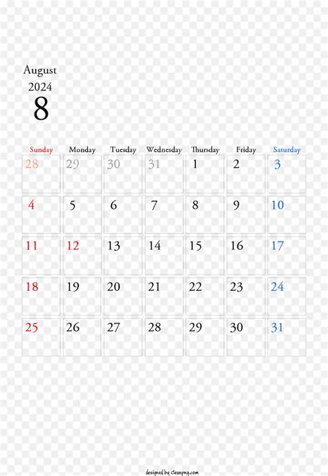 August 2024 Calendar With Days And Months Nara Tamera