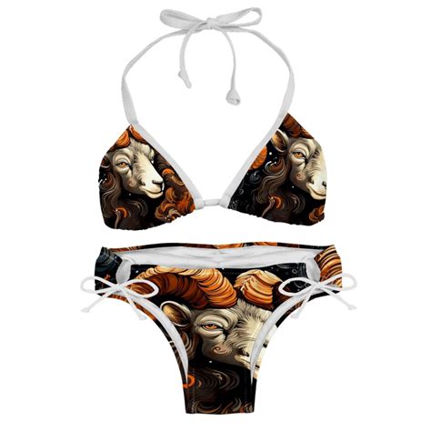 Aries Constellation Swim Wear Detachable Sponge Adjustable Strap Bikini Set Two Pack For