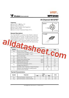WFF2N60 Datasheet(PDF) - Wisdom technologies Int`l