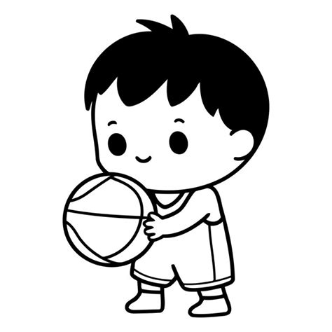 Premium Vector Cute Boy Playing Basketball Cartoon Vector