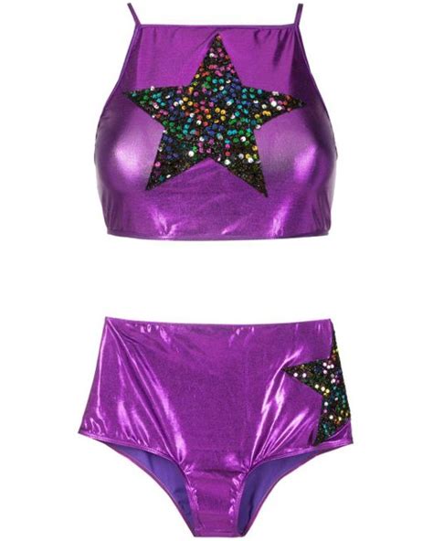 Brigitte Bardot Carnaval Sequinned Bikini Set In Purple Lyst