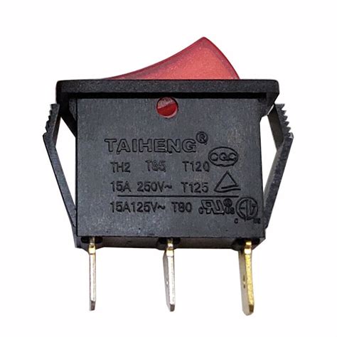 TAIHENG TH2 T85 T120 Red Lamp Rocker Switch 3 Pins 2 Positions 15A 125 ...