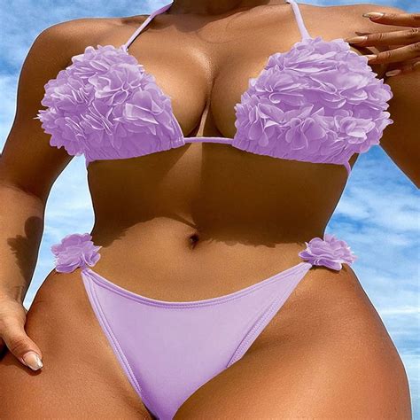 Hhh Bikini New Multi Color Petal Lace Up Beach Bikini Swimsuit Bikini Swimsuit For Women