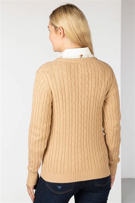 Ladies V Neck Cable Knit Jumpers Uk Rydale