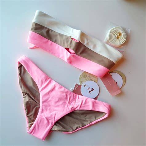 PQ Swim Swim Pq Swim Cut Out Bandeau Top With Basic Ruched Bottom Starfish Pink Bikini Set