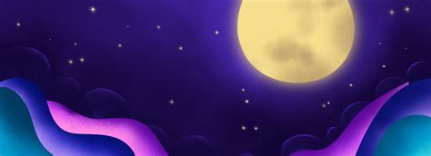 Starry Banner Moon Stars Black Blue Purple Starry Sky Moon Star