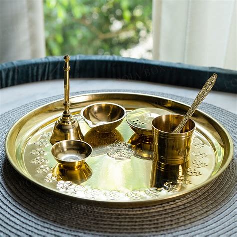 Buy 7 Piece Brass Pooja Thali Set Online In India