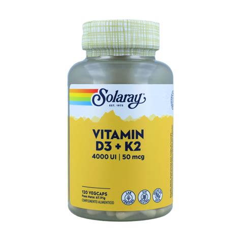 Solaray Vitamin D3 + K2 120 Cápsulas. Vitamina d3 para tu organismo