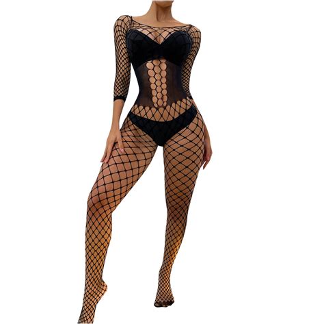 Ichuanyi Women Solid Lingerie Fishnet Crotchless Babydoll Bodysuits Nightwear Walmart