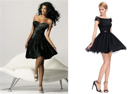 Черное короткое платье – с пышной юбкой, с длинными рукавами, на ...