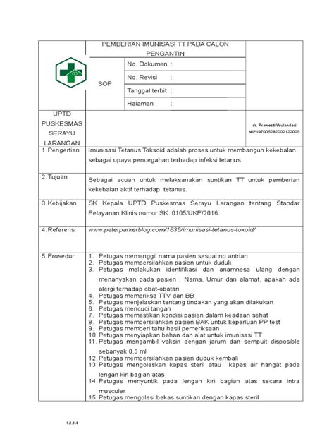 Sop Pemberian Imunisasi Tt Pada Calon Pengantin Pdf