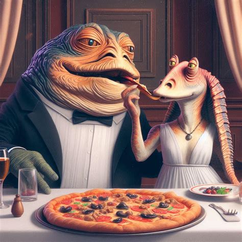 Jar Jar Binks And Jabba The Hutt On A Romantic Date Raiart