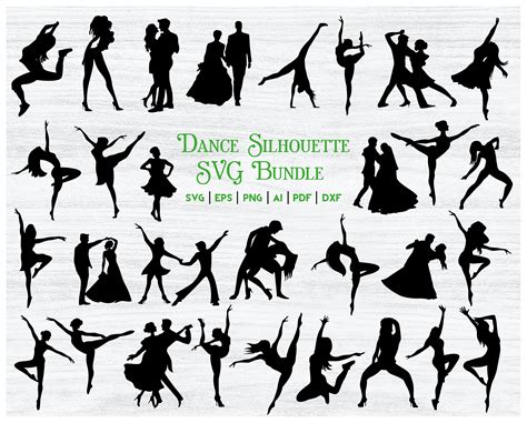 Dance Svg Dance Svg Bundle Dance Silhouette Dancing People Etsy