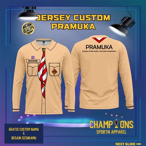 jual baju jersey olahraga bermotif pramuka lengan panjang berbahan