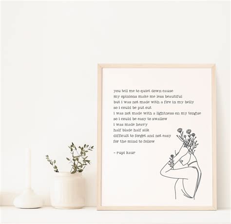 Rupi Kaur Inspirational Wall Art Quote Print Poetry Etsy