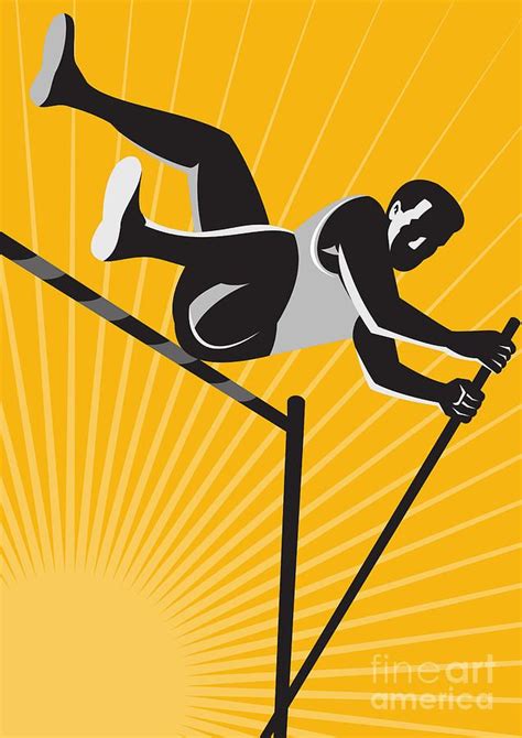 Track And Field Athlete Pole Vault High Jump Retro Digital Art Track