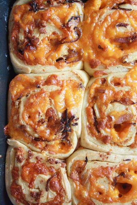 Caramelised Onion And Cheddar Rolls Eggless Recipe Bread Recipes