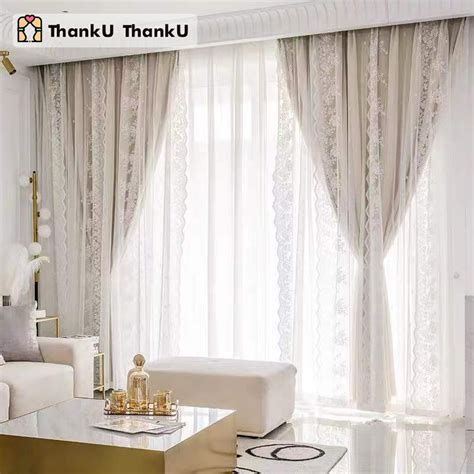 double layer curtains lace double layer curtains  bedroom ready