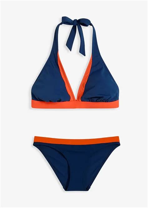 Sch Ner Bikini Mit Tollen Details Dunkelblau Dunkelorange